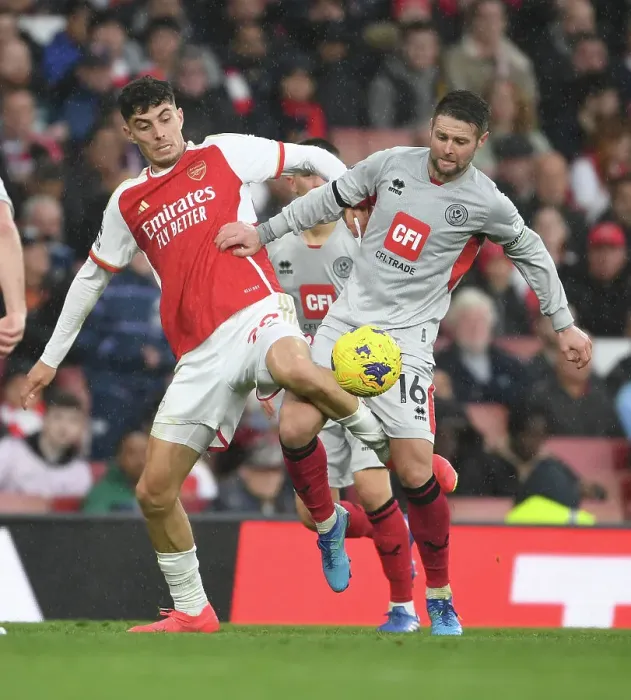 Framed Print : Arsenal vs Sheffield United: Kai Havertz Clash in the 2023-24 Premier League Framed Print : Arsenal vs Sheffield United: Kai Havertz Clash in the 2023-24 Premier League