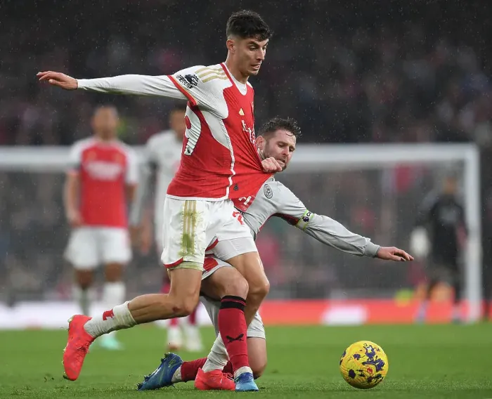 Framed Print : Arsenal vs Sheffield United: Kai Havertz Tangled with Norwood in Intense Premier League Clash (2023-24) Framed Print : Arsenal vs Sheffield United: Kai Havertz Tangled with Norwood in Intense Premier League Clash (2023-24)