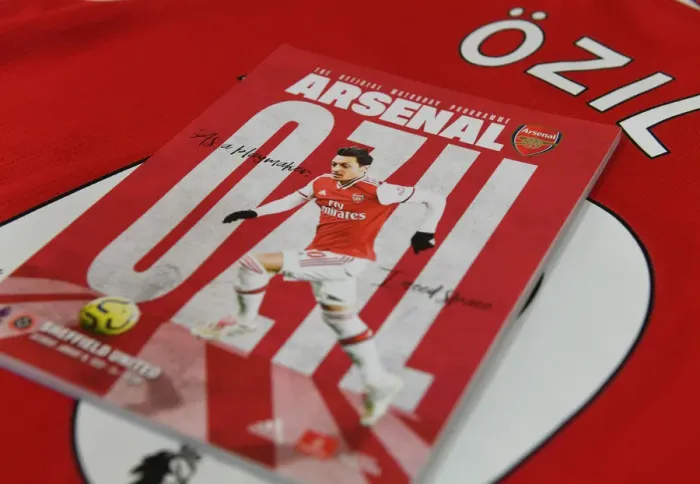 Framed Print : Arsenal vs Sheffield United: Mesut Ozil's Matchday Programme (2019-20)