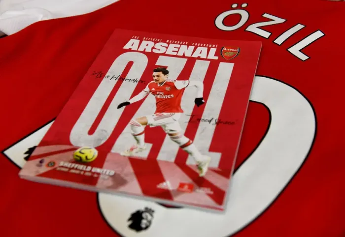 Framed Print : Arsenal vs Sheffield United: Mesut Ozil's Matchday Programme - Premier League 2019-20