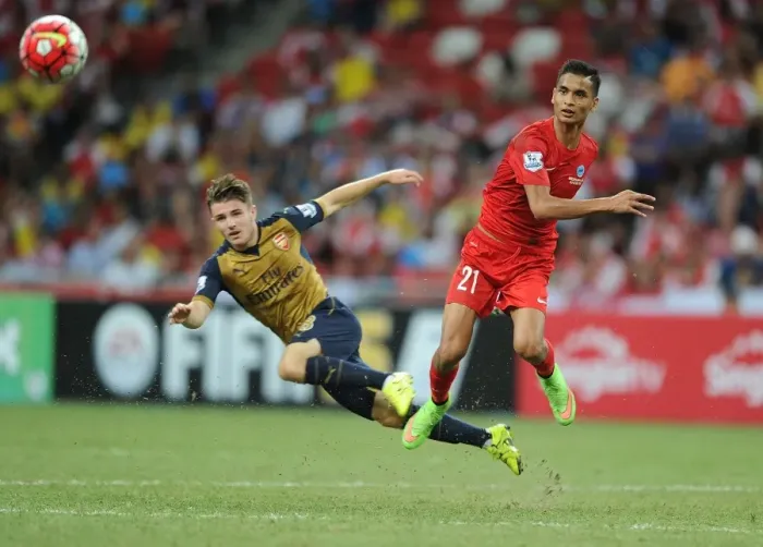 Framed Print : Arsenal vs Singapore XI: Battle at the Singapore National Stadium