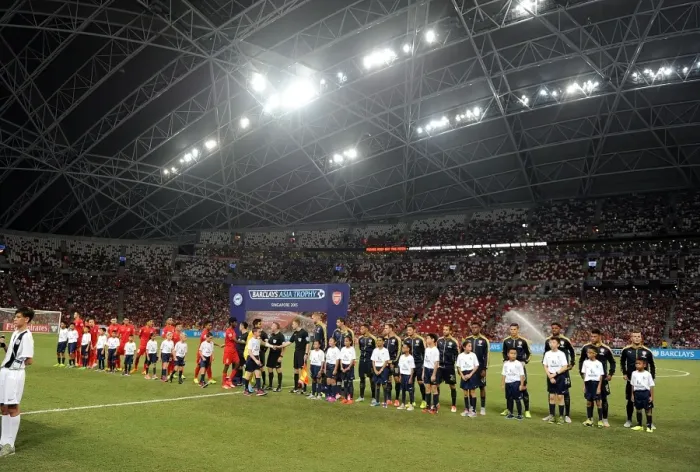 Framed Print : Arsenal vs Singapore XI: Pre-Match Line-Up, Barclays Asia Trophy 2015