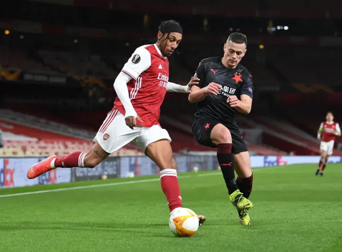 Framed Print : Arsenal vs Slavia Prague: Aubameyang Faces Off in Empty Europa League Quarterfinal Framed Print : Arsenal vs Slavia Prague: Aubameyang Faces Off in Empty Europa League Quarterfinal