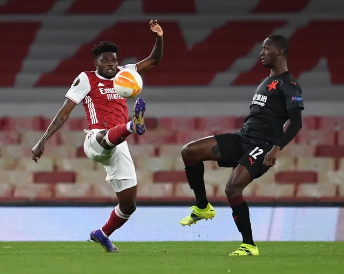 Framed Print : Arsenal vs Slavia Prague: Thomas Partey Faces Off in Empty Europa League Quarterfinal Framed Print : Arsenal vs Slavia Prague: Thomas Partey Faces Off in Empty Europa League Quarterfinal