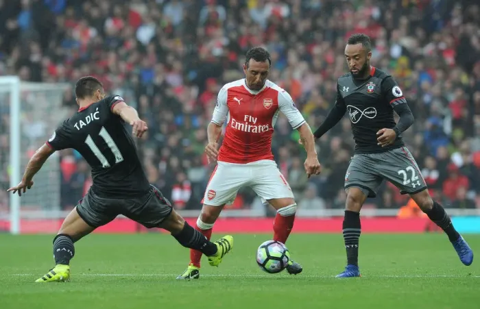 Framed Print : Arsenal vs Southampton: Cazorla vs Tadic and Redmond - Intense Clashes in the 2016-17 Premier League Showdown