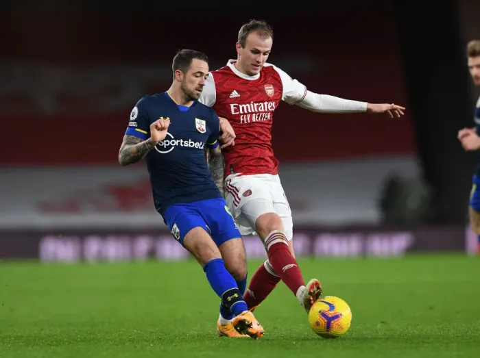 Framed Print : Arsenal vs Southampton: Rob Holding Shuts Down Danny Ings in Intense Premier League Clash (December 2020)