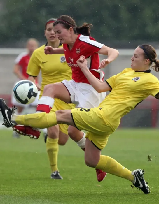 Framed Print : Arsenal vs. Sparta Prague: Helen Lander and Jana Sedlackova Face Off in UEFA Cup Clash Framed Print : Arsenal vs. Sparta Prague: Helen Lander and Jana Sedlackova Face Off in UEFA Cup Clash