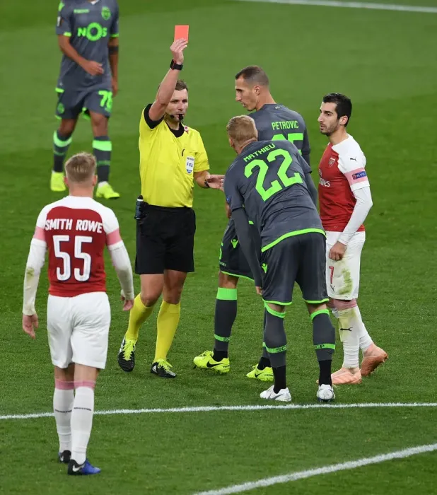 Framed Print : Arsenal vs. Sporting CP: Red Card Showdown - Gediminas Mazeika and Jeremy Mathieu in UEFA Europa League Clash Framed Print : Arsenal vs. Sporting CP: Red Card Showdown - Gediminas Mazeika and Jeremy Mathieu in UEFA Europa League Clash