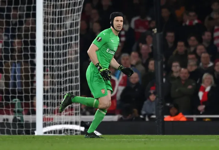 Framed Print : Arsenal vs. S.S.C. Napoli: Petr Cech in Europa League Quarterfinal Action at Emirates Stadium