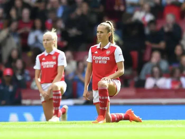 Framed Print : Arsenal vs. Tottenham: Women's Super League Showdown - Lia Walti Kneels for Social Justice at Emirates Stadium Framed Print : Arsenal vs. Tottenham: Women's Super League Showdown - Lia Walti Kneels for Social Justice at Emirates Stadium