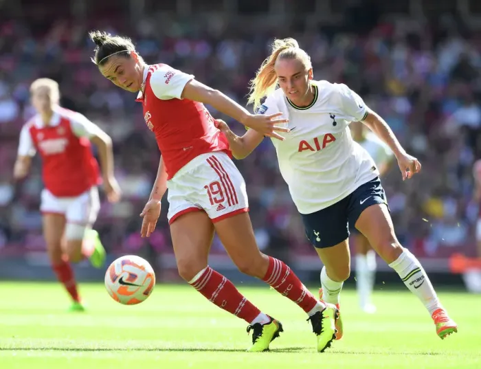 Framed Print : Arsenal vs. Tottenham: FA Womens Super League Clash at Emirates Stadium (2022-23) Framed Print : Arsenal vs. Tottenham: FA Womens Super League Clash at Emirates Stadium (2022-23)