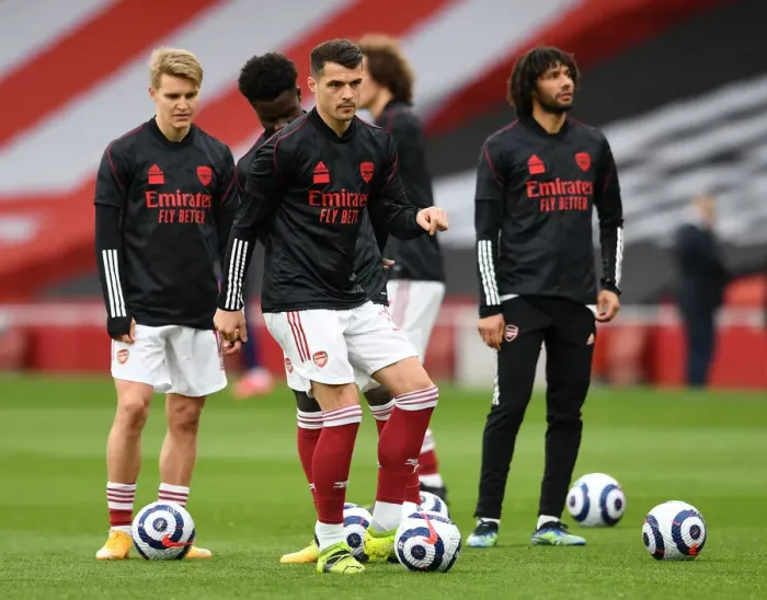 Framed Print : Arsenal vs. Tottenham: Granit Xhaka Gears Up at Emirates Stadium Framed Print : Arsenal vs. Tottenham: Granit Xhaka Gears Up at Emirates Stadium