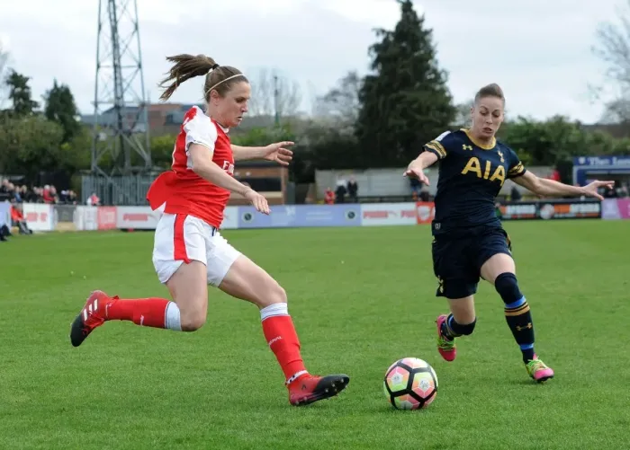 Framed Print : Arsenal vs. Tottenham: Heather O'Reilly vs. Nikita Whinnett in FA Cup Showdown Framed Print : Arsenal vs. Tottenham: Heather O'Reilly vs. Nikita Whinnett in FA Cup Showdown