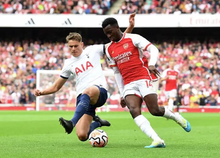 Framed Print : Arsenal vs. Tottenham: Intense Clash at Emirates Stadium (2023-24)