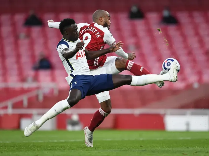 Framed Print : Arsenal vs. Tottenham: Lacazette Reacts to Controversial Penalty Call