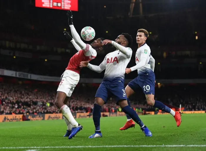 Framed Print : Arsenal vs. Tottenham: Maitland-Niles Faces Off Against Rose and Alli in Carabao Cup Quarterfinal Showdown