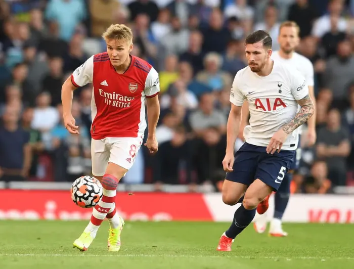 Framed Print : Arsenal vs. Tottenham: Martin Odegaard and Pierre-Emile Hojbjerg Clash in the Premier League Framed Print : Arsenal vs. Tottenham: Martin Odegaard and Pierre-Emile Hojbjerg Clash in the Premier League
