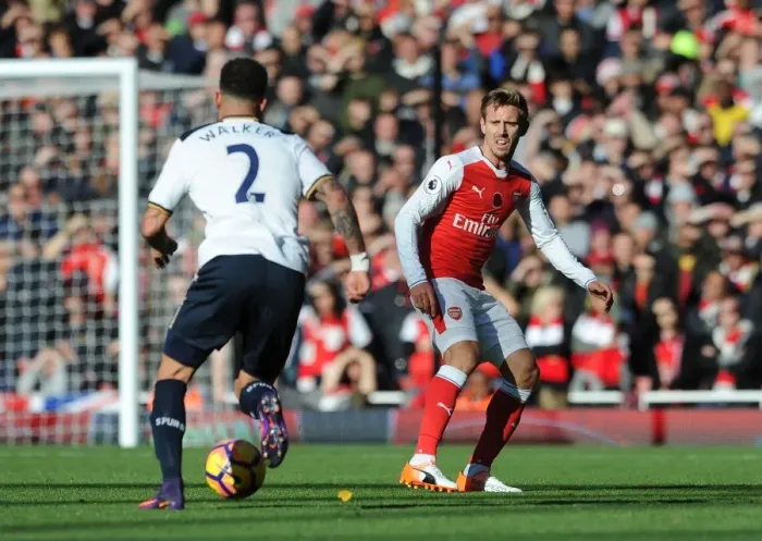Framed Print : Arsenal vs. Tottenham: Monreal Shuts Down Walker in Intense Premier League Clash (2016-17)