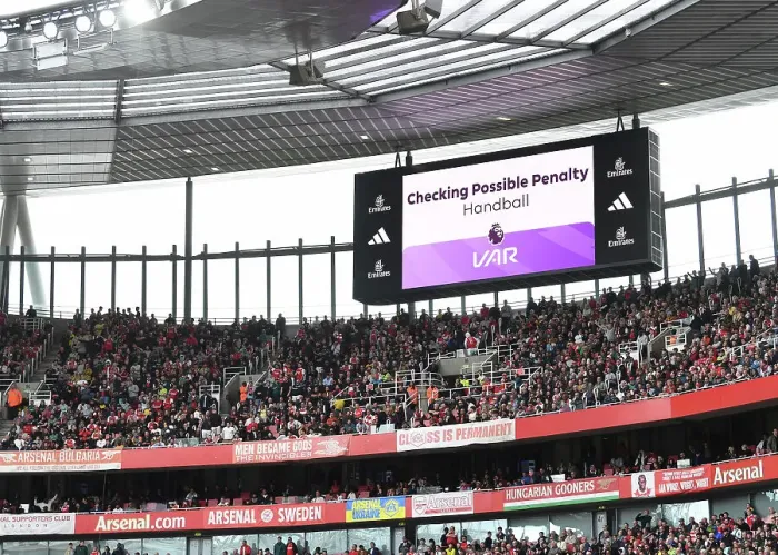 Framed Print : Arsenal vs. Tottenham: Penalty Decision Under Review in 2023-24 Premier League Clash Framed Print : Arsenal vs. Tottenham: Penalty Decision Under Review in 2023-24 Premier League Clash