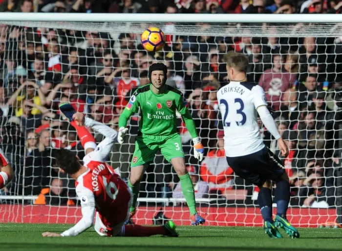 Framed Print : Arsenal vs. Tottenham: Petr Cech in Action during the Intense 2016-17 Premier League Clash at Emirates Stadium Framed Print : Arsenal vs. Tottenham: Petr Cech in Action during the Intense 2016-17 Premier League Clash at Emirates Stadium
