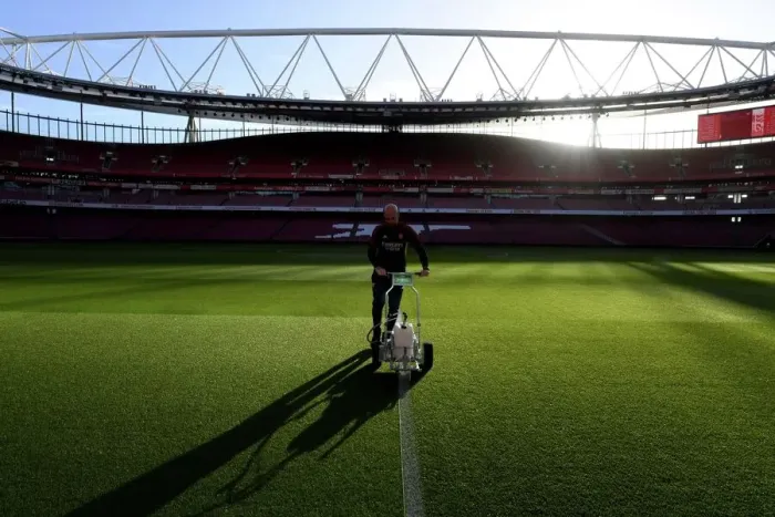 Framed Print : Arsenal vs. Tottenham: Pre-Match Pitch Preparation at Emirates Stadium, 2022-23 Framed Print : Arsenal vs. Tottenham: Pre-Match Pitch Preparation at Emirates Stadium, 2022-23