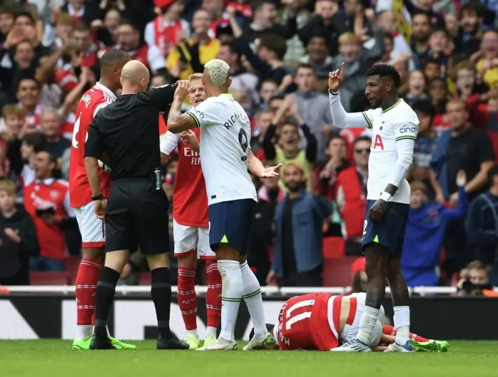 Framed Print : Arsenal vs. Tottenham: Red Card for Emerson Royal in Intense Premier League Clash (2022-23)