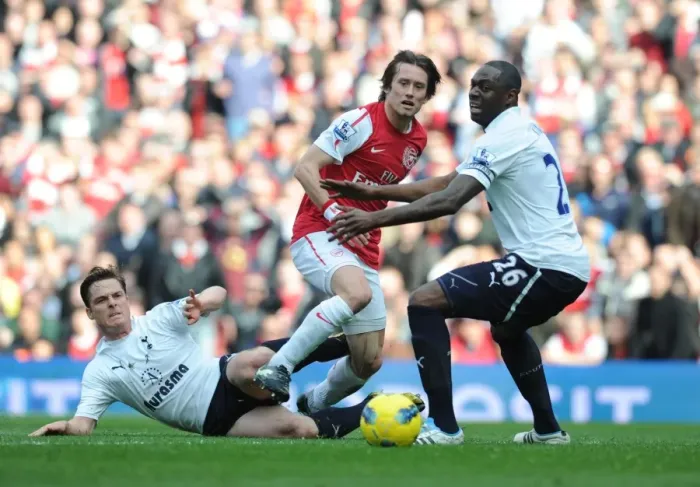 Framed Print : Arsenal vs. Tottenham: Rosicky Clashes with Parker and King (2011-12)