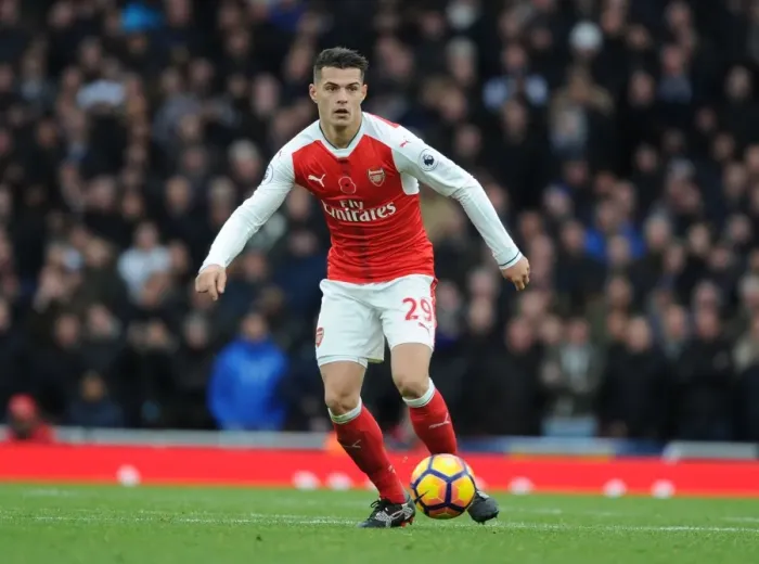 Framed Print : Arsenal vs. Tottenham Showdown: Xhaka's Battle in the 2016-17 Premier League