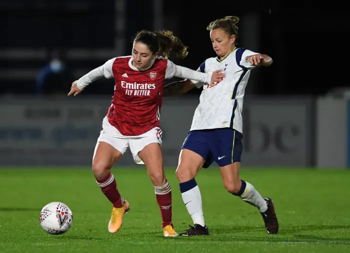 Framed Print : Arsenal vs. Tottenham Women's Clash in Empty Meadow Park: FA Womens Continental League Cup