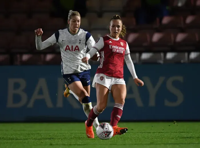 Framed Print : Arsenal vs. Tottenham Women's FA Cup Match in Empty Stands