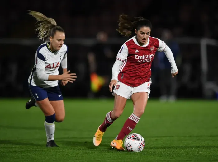 Framed Print : Arsenal vs. Tottenham Women's FA Cup Match in Empty Stands: Arsenal Women Take on Tottenham Hotspur Women at Meadow Park during the FA Womens Continental League Cup 2020-21 Amidst Empty Seats due to Coronavirus Restrictions