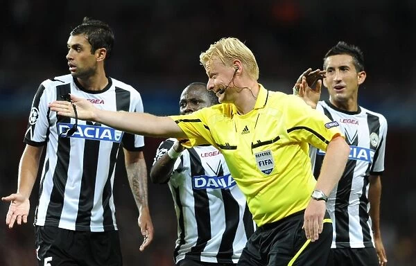 Arsenal vs Udinese: Referee Kevin Blom Overseeing the UEFA Champions League Play-Off at Emirates Stadium (2011-12)