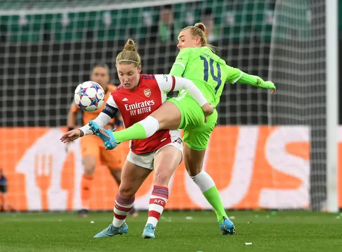 Framed Print : Arsenal vs. VfL Wolfsburg: A Battle in the UEFA Women's Champions League Quarterfinals Framed Print : Arsenal vs. VfL Wolfsburg: A Battle in the UEFA Women's Champions League Quarterfinals