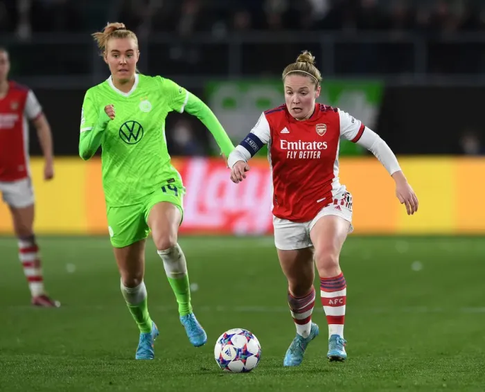 Framed Print : Arsenal vs. VfL Wolfsburg: A Battle in the UEFA Women's Champions League Quarterfinals Framed Print : Arsenal vs. VfL Wolfsburg: A Battle in the UEFA Women's Champions League Quarterfinals
