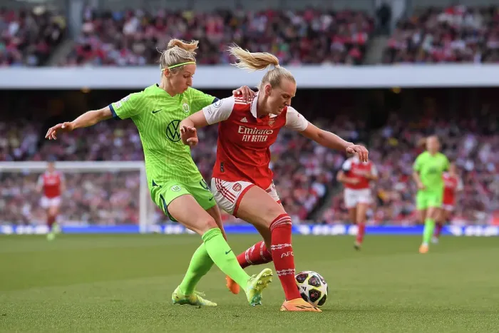 Framed Print : Arsenal vs. VfL Wolfsburg: A Battle for UEFA Women's Champions League Semifinal Victory