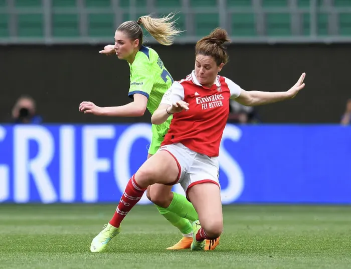 Framed Print : Arsenal vs. VfL Wolfsburg: A Fight for the UEFA Women's Champions League Final Spot