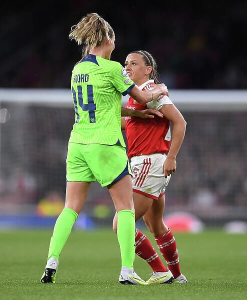 Arsenal vs. VfL Wolfsburg: Tense Moment Between Katie McCabe and Jill Roord in UEFA Women's Champions League Semifinal