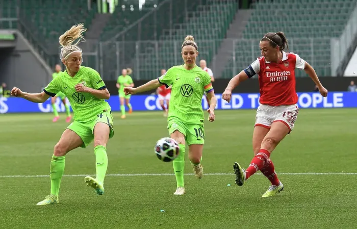 Framed Print : Arsenal vs. VfL Wolfsburg: UEFA Women's Champions League Semifinal Showdown