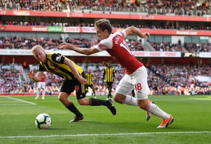 Framed Print : Arsenal vs. Watford: A Battle of Midfielders - Torreira vs. Hughes (Premier League, 2018-19)