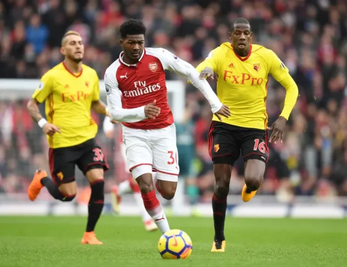 Framed Print : Arsenal vs. Watford: Maitland-Niles vs. Doucoure Battle in the Premier League