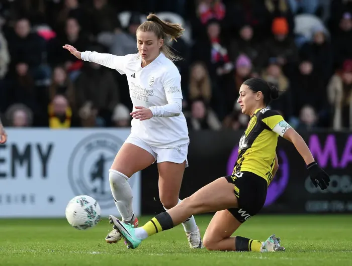 Framed Print : Arsenal vs. Watford Women: FA Cup Fourth Round Clash at Meadow Park