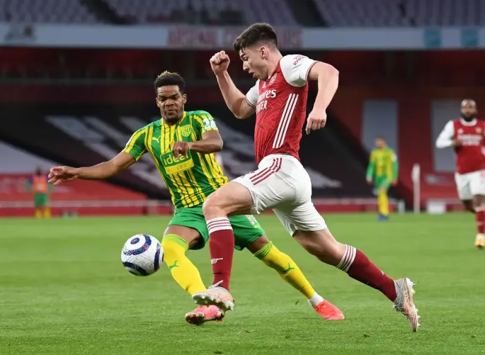 Framed Print : Arsenal vs. West Bromwich Albion: Tierney in Action at Empty Emirates Stadium, May 2021