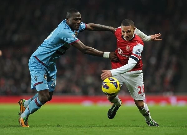 Arsenal vs. West Ham: Intense Battle between Kieran Gibbs and Guy Demel