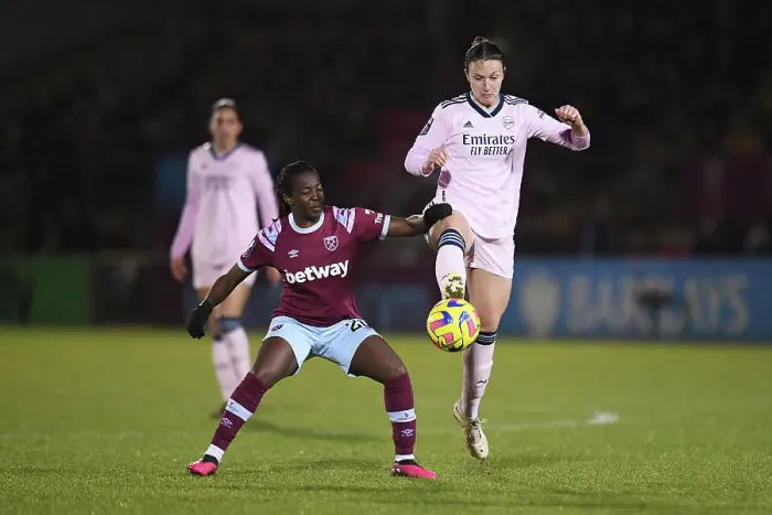 Framed Print : Arsenal vs. West Ham United: A Battle for Possession in the Women's Super League