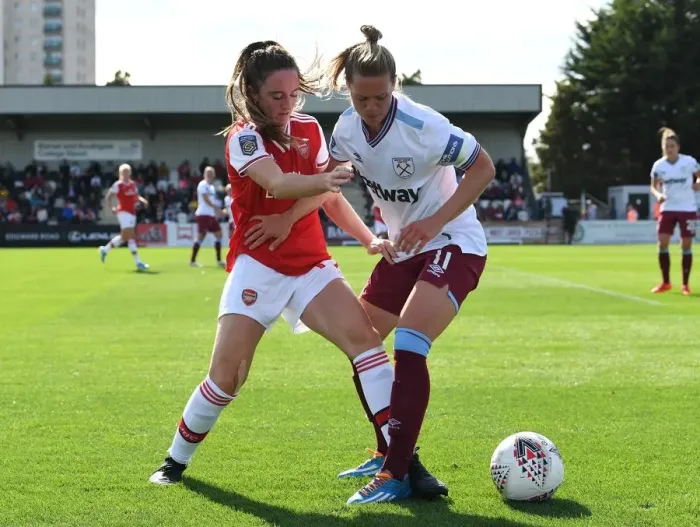 Framed Print : Arsenal vs. West Ham United: A Fight for WSL Supremacy - Arsenal Women's Intense Battle Framed Print : Arsenal vs. West Ham United: A Fight for WSL Supremacy - Arsenal Women's Intense Battle