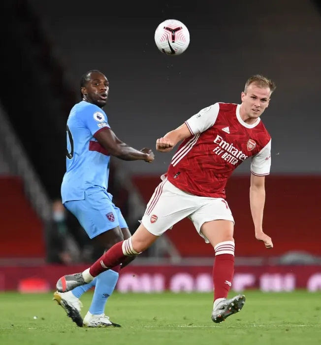Framed Print : Arsenal vs. West Ham United: Rob Holding vs. Michail Antonio Clash in Premier League Showdown Framed Print : Arsenal vs. West Ham United: Rob Holding vs. Michail Antonio Clash in Premier League Showdown