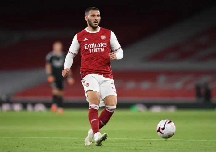 Framed Print : Arsenal vs. West Ham United: Sead Kolasinac in Action at the Emirates Stadium (2020-21)