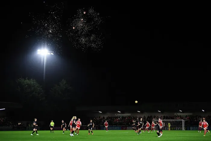 Framed Print : Arsenal vs. West Ham United: Women's Super League Clash Illuminated by Fireworks Framed Print : Arsenal vs. West Ham United: Women's Super League Clash Illuminated by Fireworks