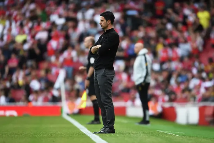 Framed Print : Arsenal vs. Wolverhampton Wanderers: Mikel Arteta's Unyielding Resolve in the 2022-23 Premier League Showdown