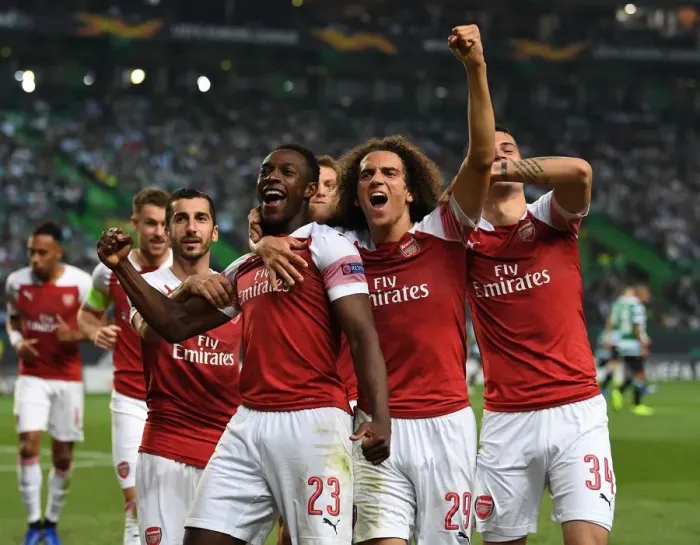 Framed Print : Arsenal: Welbeck and Guendouzi Celebrate Goal Against Sporting Lisbon in Europa League Framed Print : Arsenal: Welbeck and Guendouzi Celebrate Goal Against Sporting Lisbon in Europa League